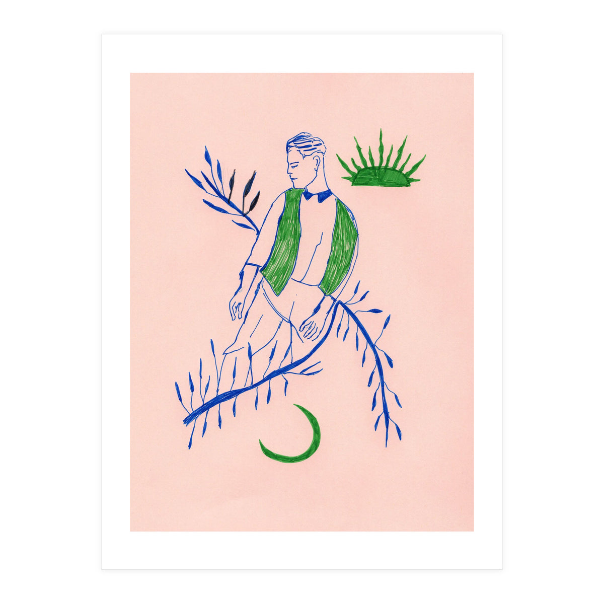 Green boy Midcentury (Print Only)