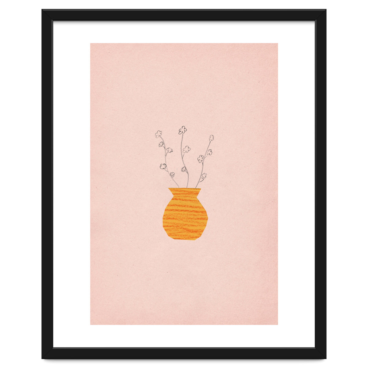 Pink and orange botanical art