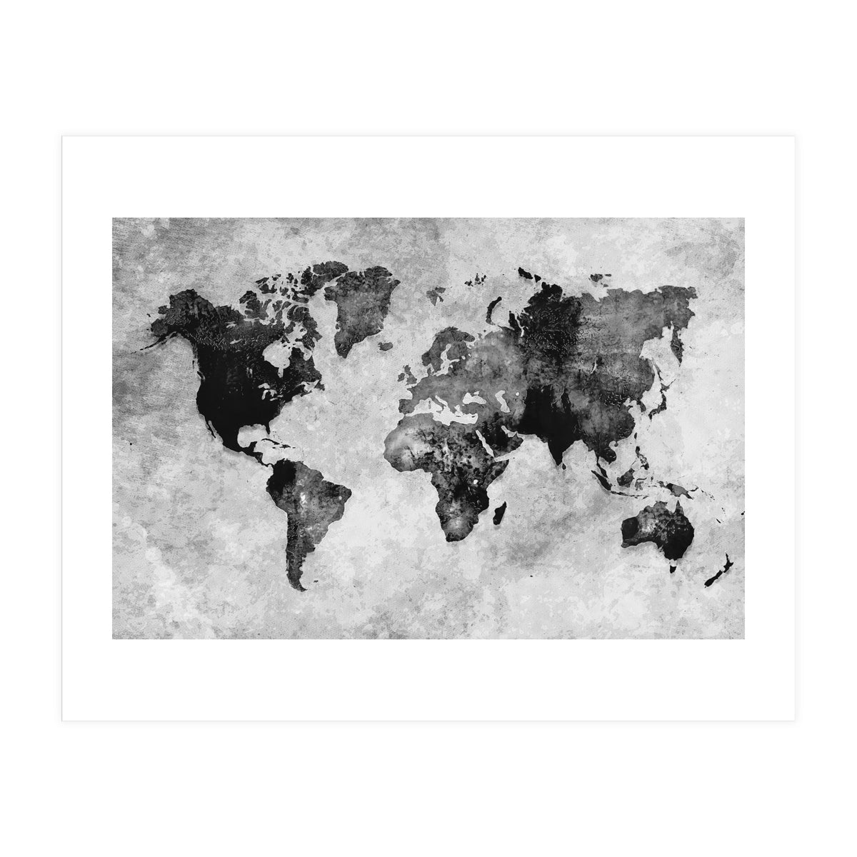 black and white world map (Print Only)