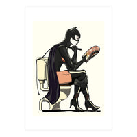 Catwoman on the Toilet, funny Bathroom Humour (Print Only)