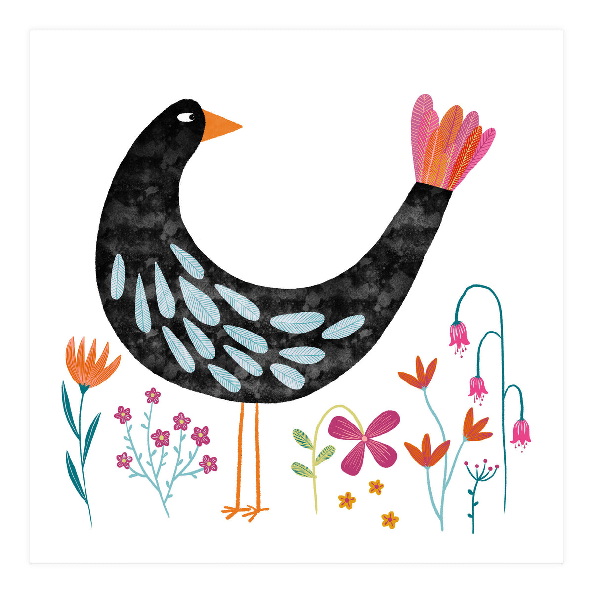 Bird with a Fancy Tail (Print Only)