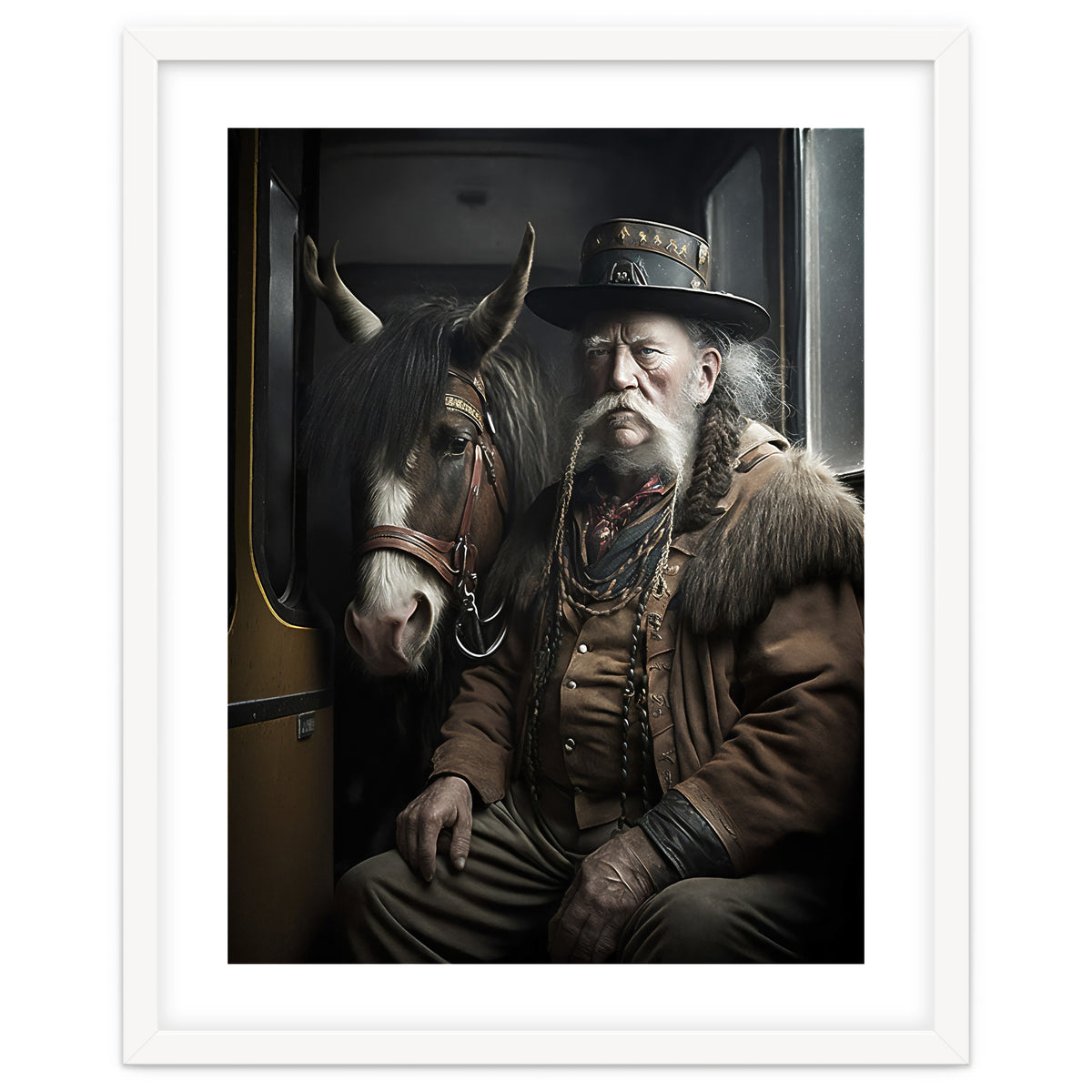 Old Man and His Horse on the Train