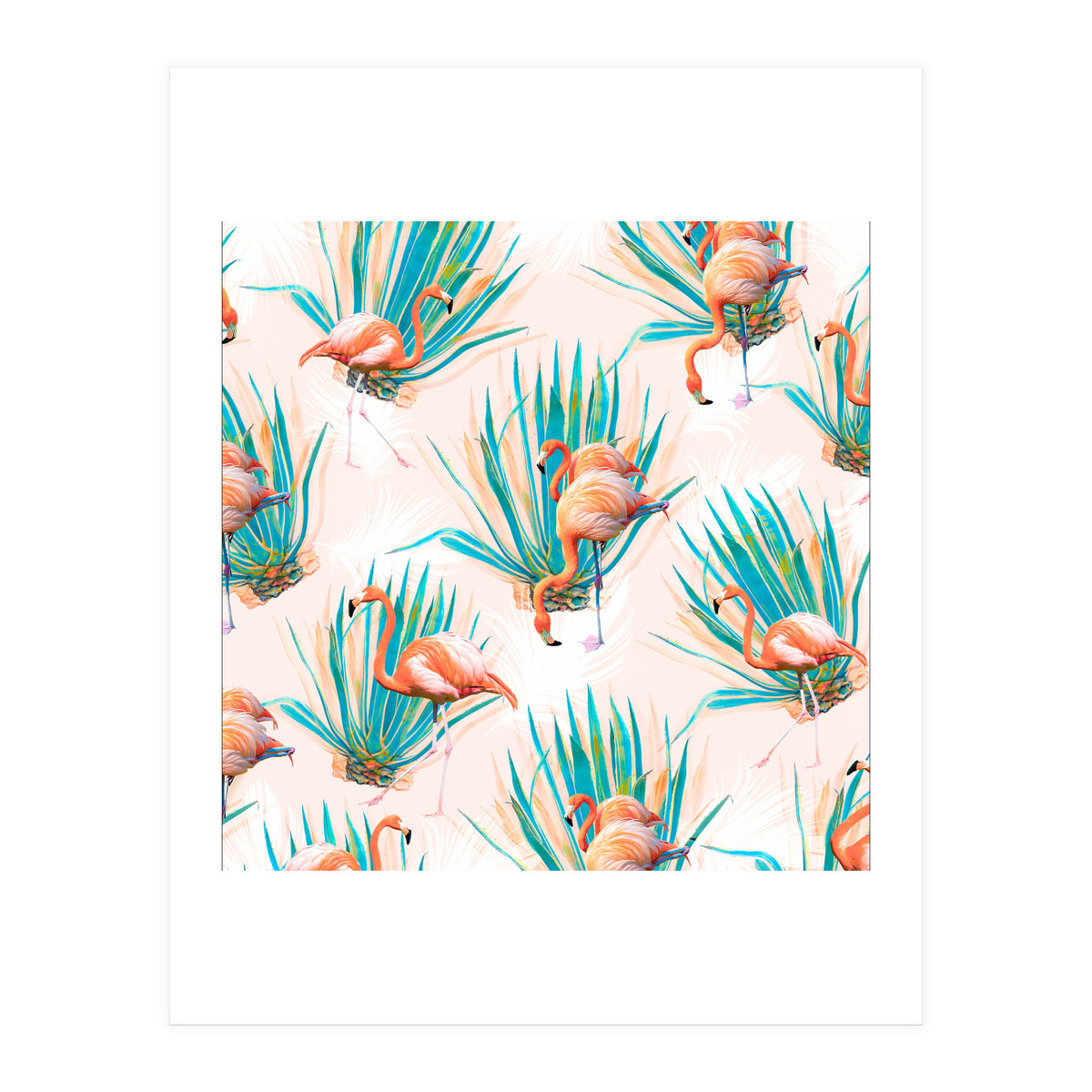 Anaglyph Flamingos with cactus (Print Only)