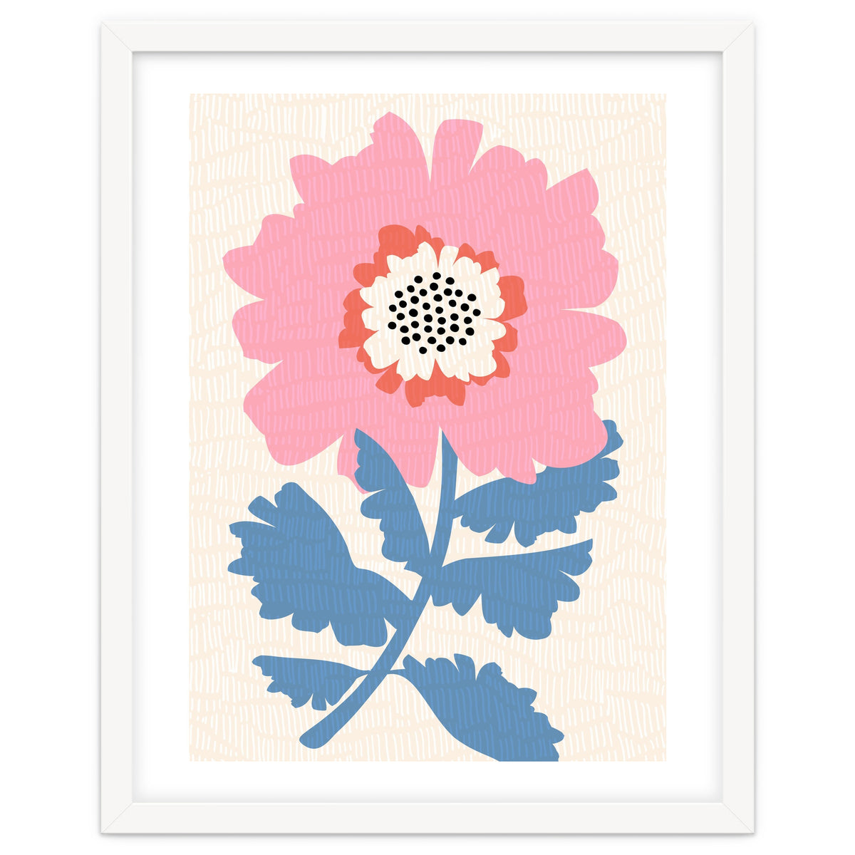 Pink Modern Folk Art Flower