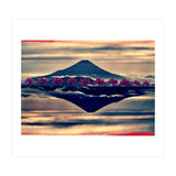 Reflection on Mount Fuji with cherry trees. (Print Only) thumbnail