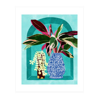 Moroccan Shelfie | Tropical Teal Plants Botanical | Exotic Modern Bohemian Eclectic Décor  (Print Only)