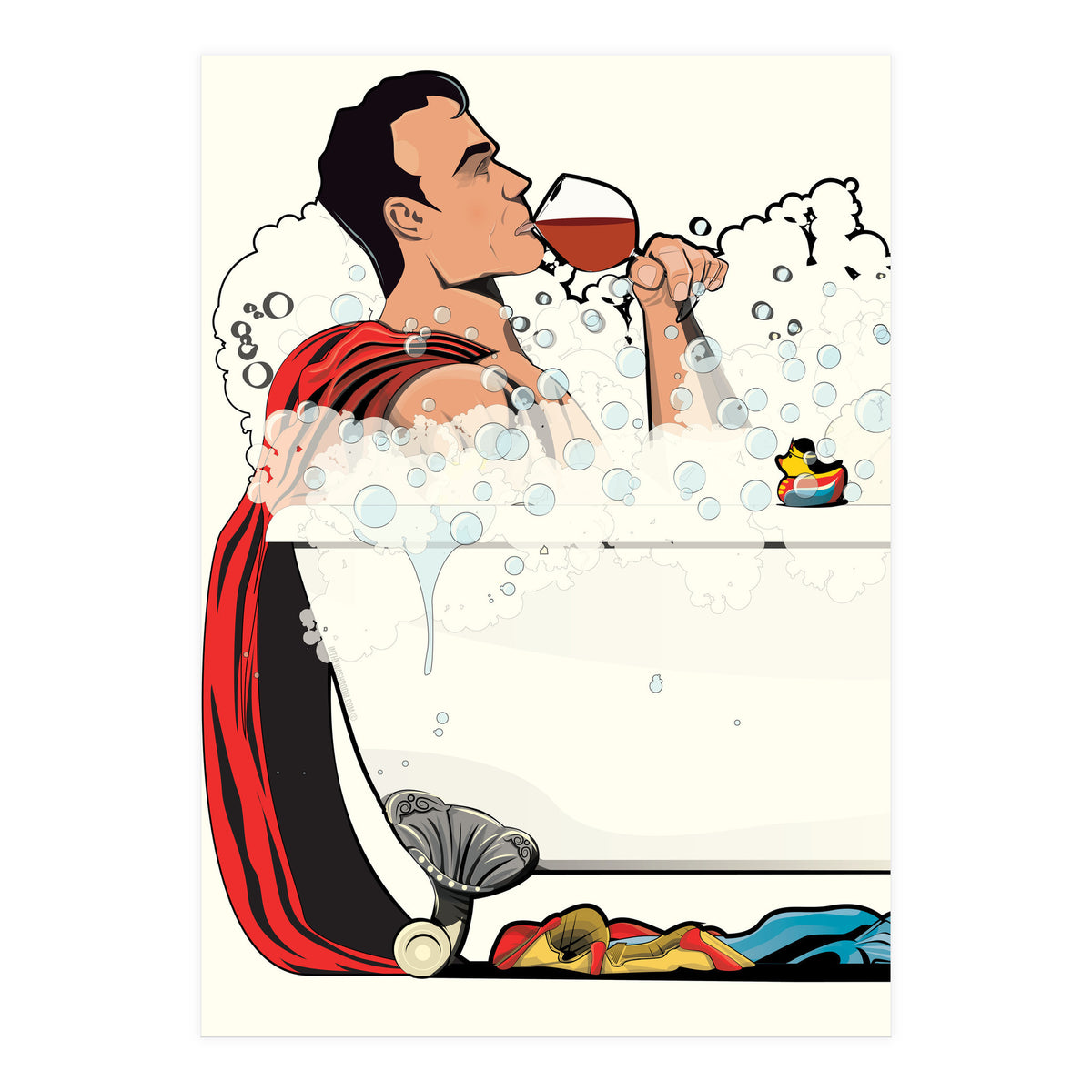 Superman in the Bath, funny Bathroom Humour (Print Only)
