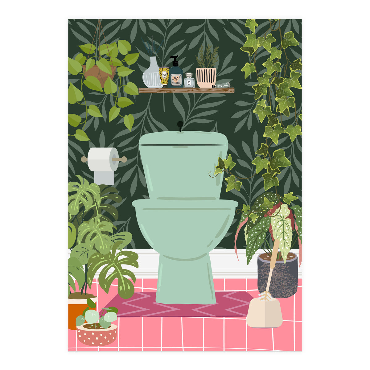 Botanical Loo in Tropical Bathroom (Print Only)