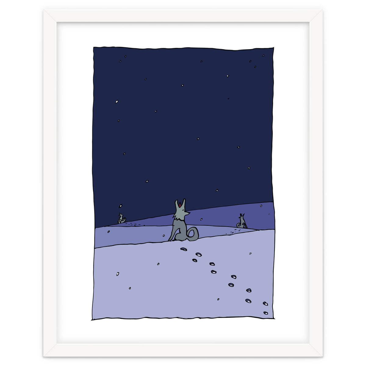 Dogs in Winter Night