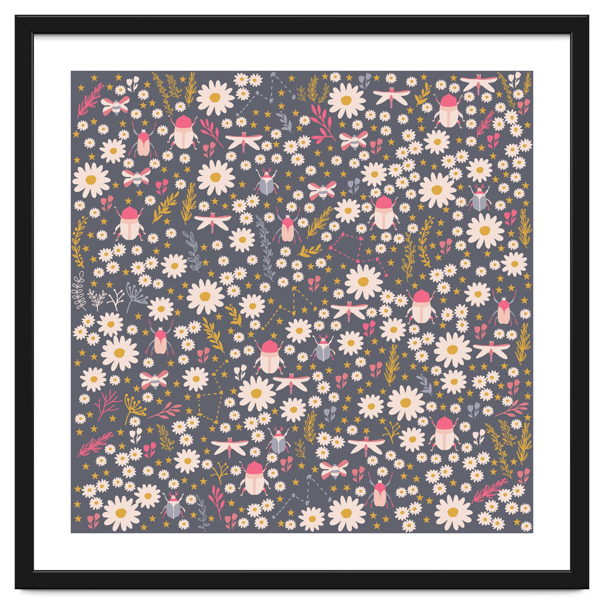 Cute bugs on a meadow