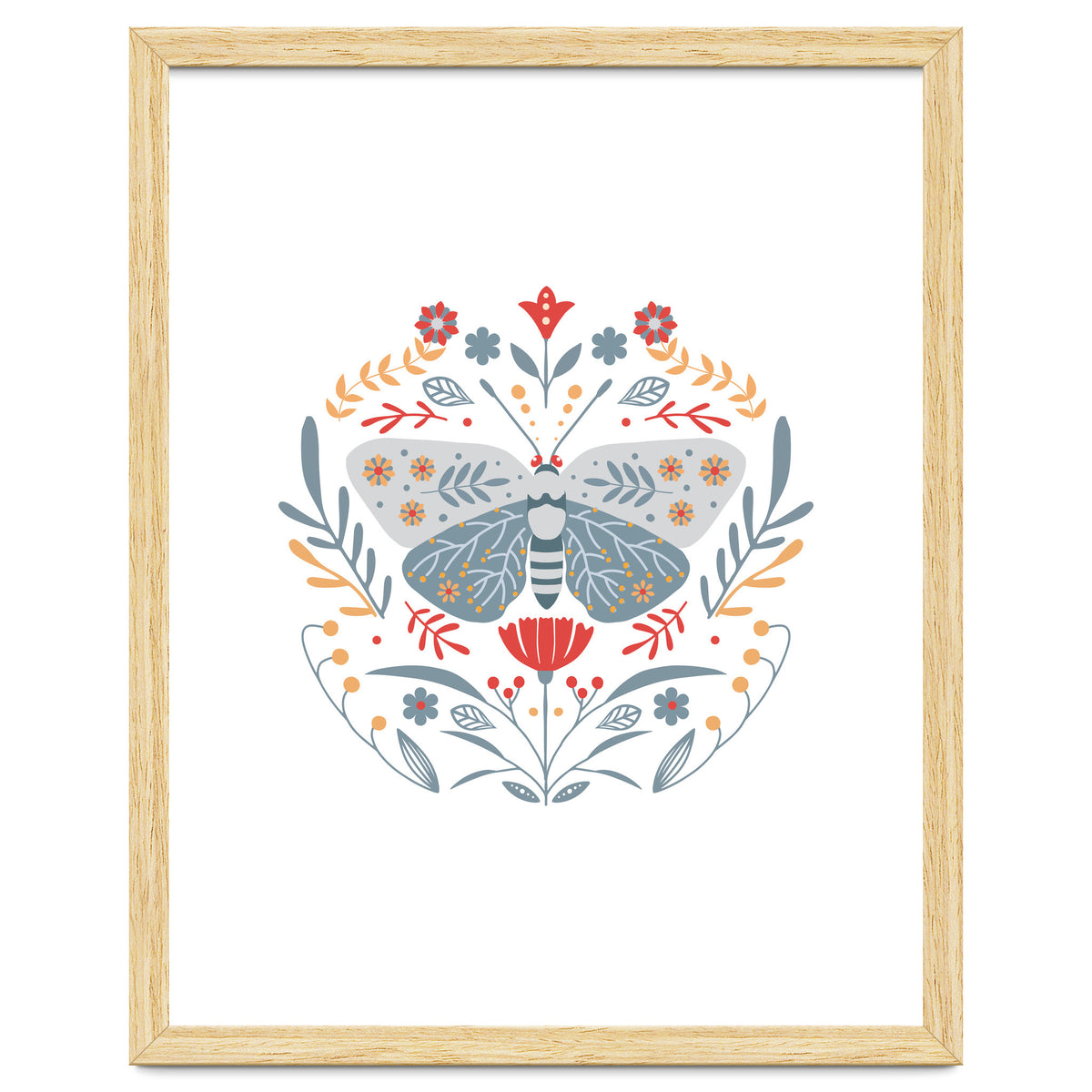 Scandinavian Folk Art: Butterfly & Flowers