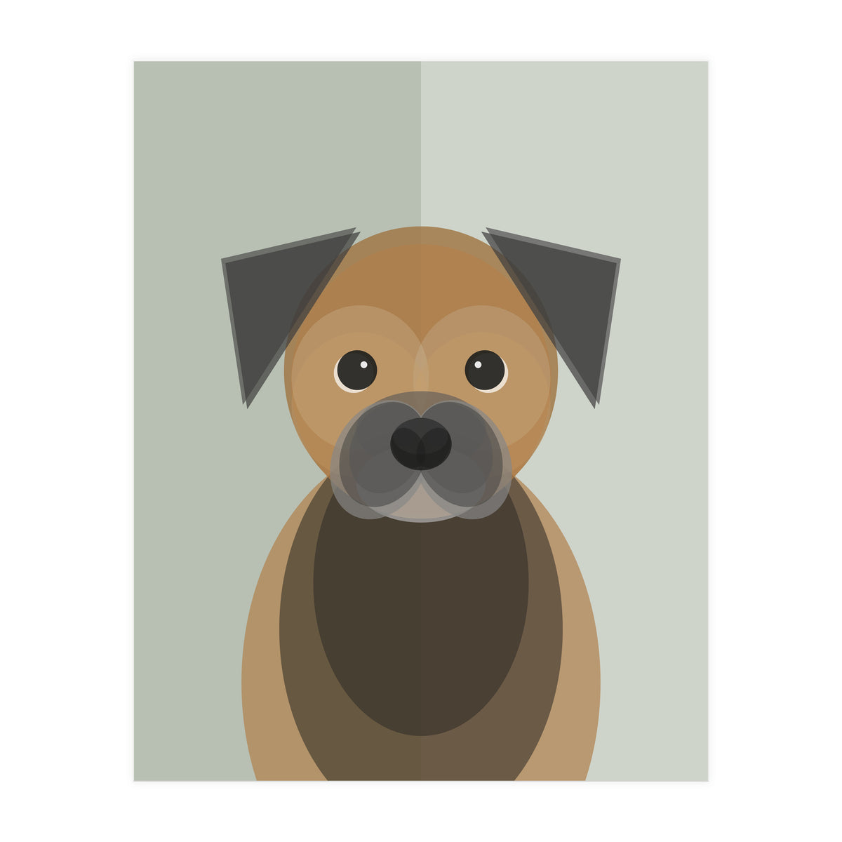 Mid Century Geometric Border Terrier Dog (Print Only)