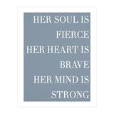 Fierce, Brave, Strong Female Empowerment Quote Blue (Print Only) thumbnail