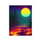 Neon Moon, Color Pop Art Glow Forest, Nature Landscape Adventure, Travel Mystery Eclectic, Contemporary Digital Painting (Print Only) thumbnail