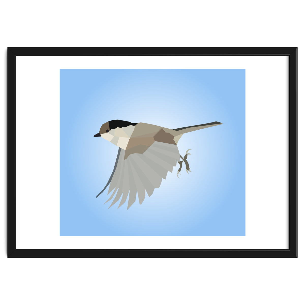 Willow Tit Bird Low Poly Art