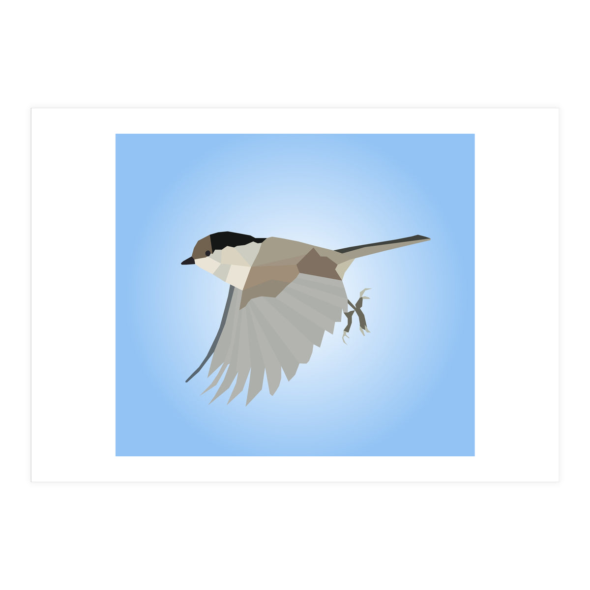 Willow Tit Bird Low Poly Art (Print Only)