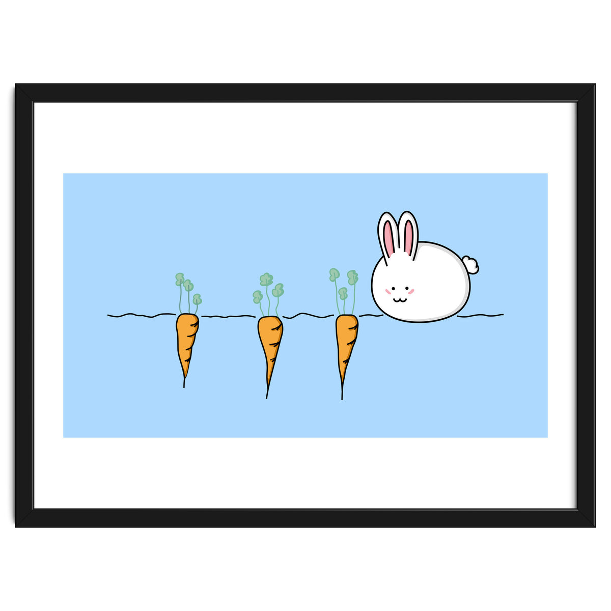 Kawaii Cute Rabbit With Carrots