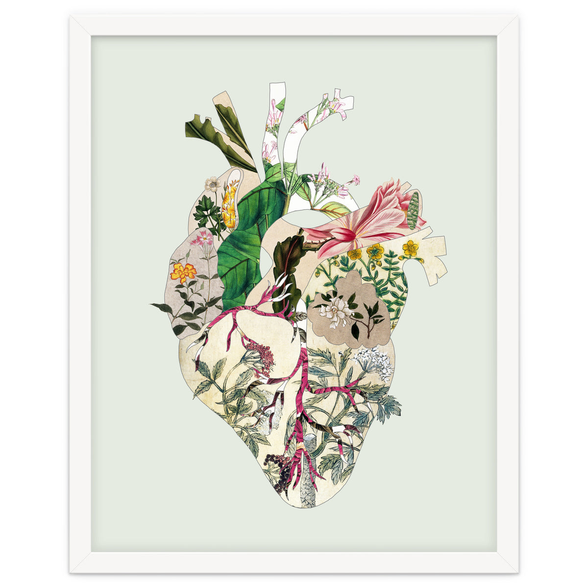 Vintage Botanical Heart - Green