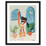 Headstand, Cat Yoga, Active Woman Workout, Eclectic Colorful Pets Terrazzo thumbnail