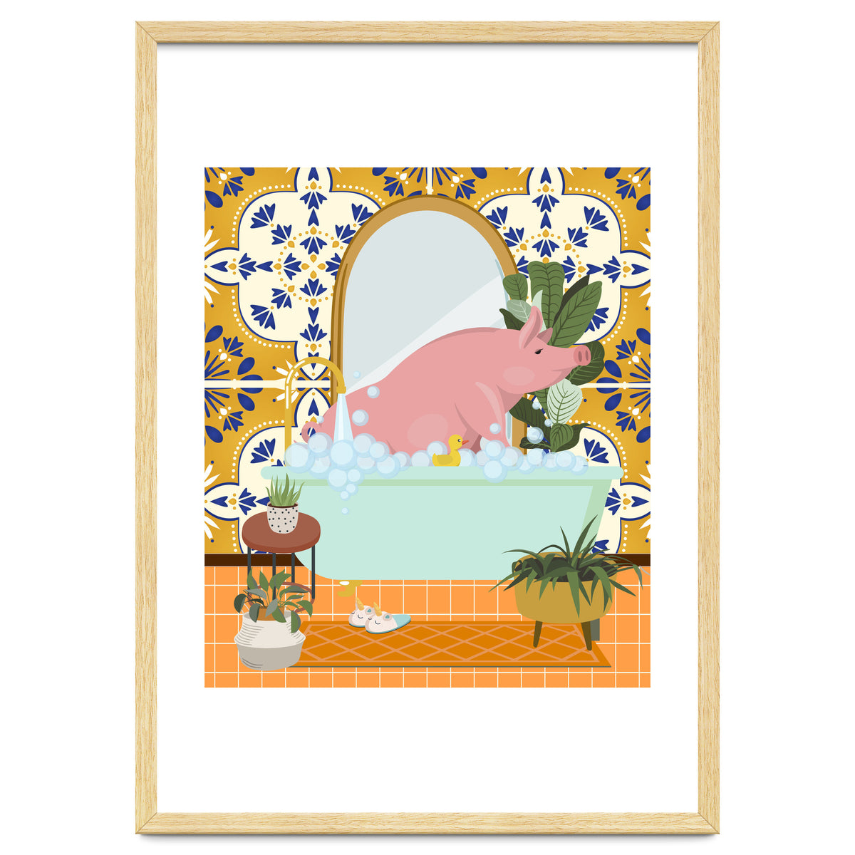 Piggie Bathing in Moroccan Style Bathroom
