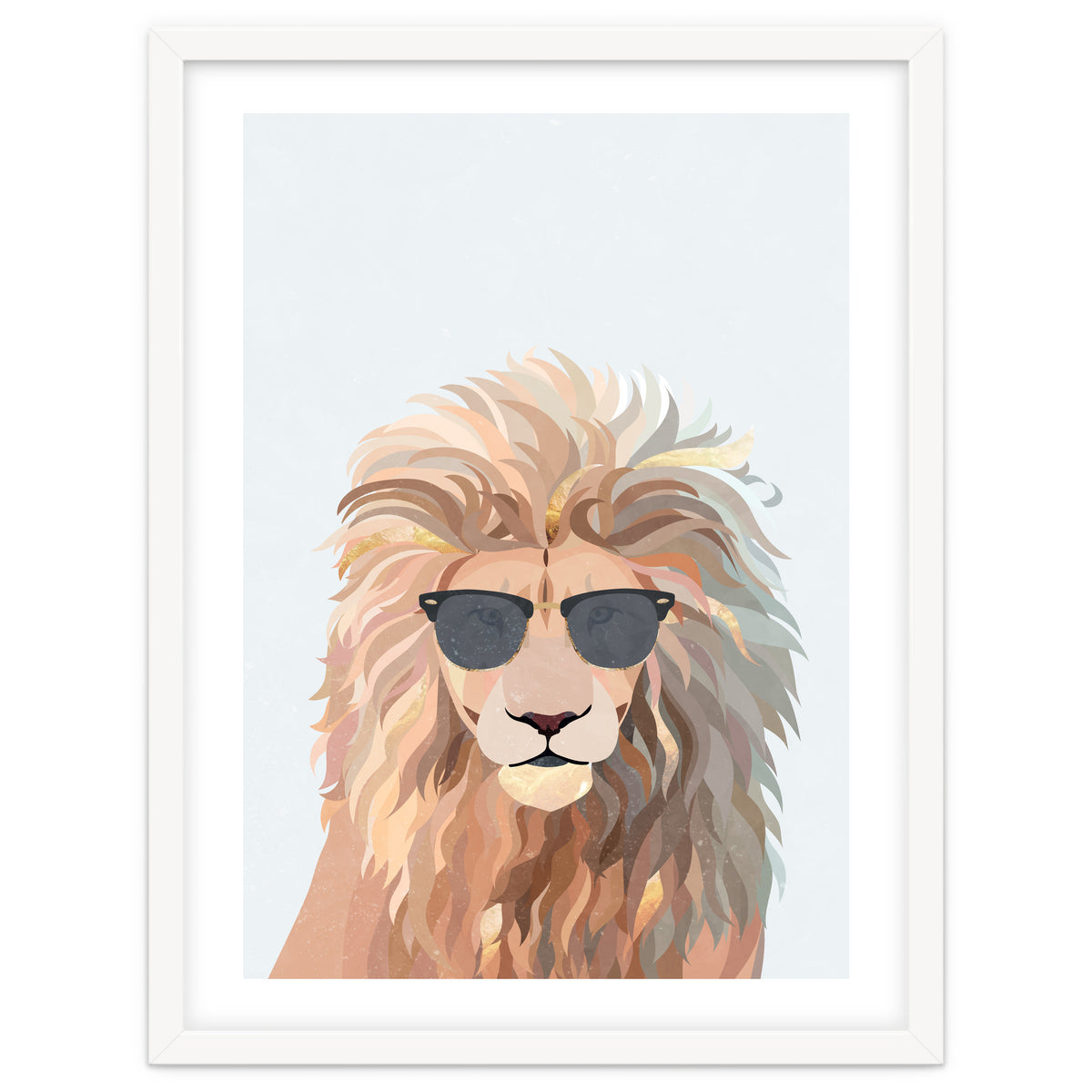 Lion Portrait earing sunglasses