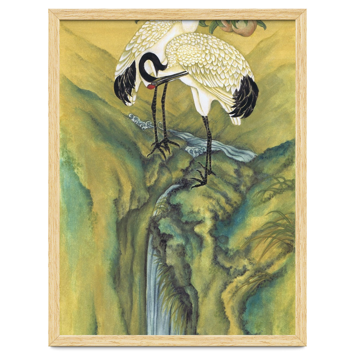 Cranes At The Top Of A Waterfall