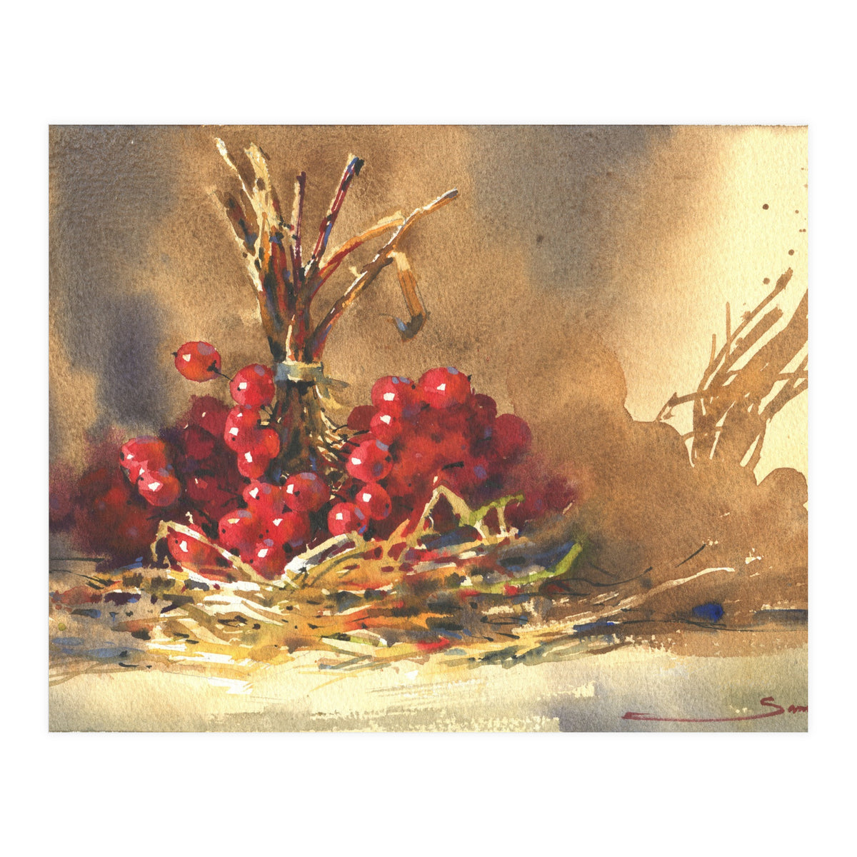 Viburnum watercolor nature (Print Only)