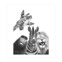 Black and White Jungle Animal Friends (Print Only)