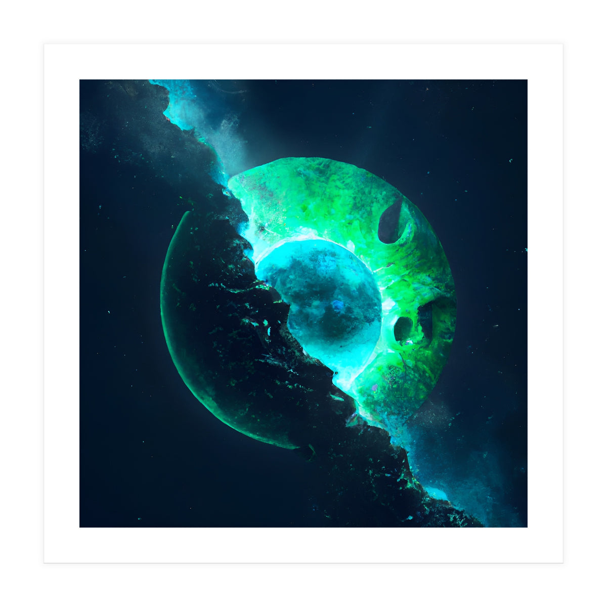 Emerald Lunar Core Cracking Open (Print Only)