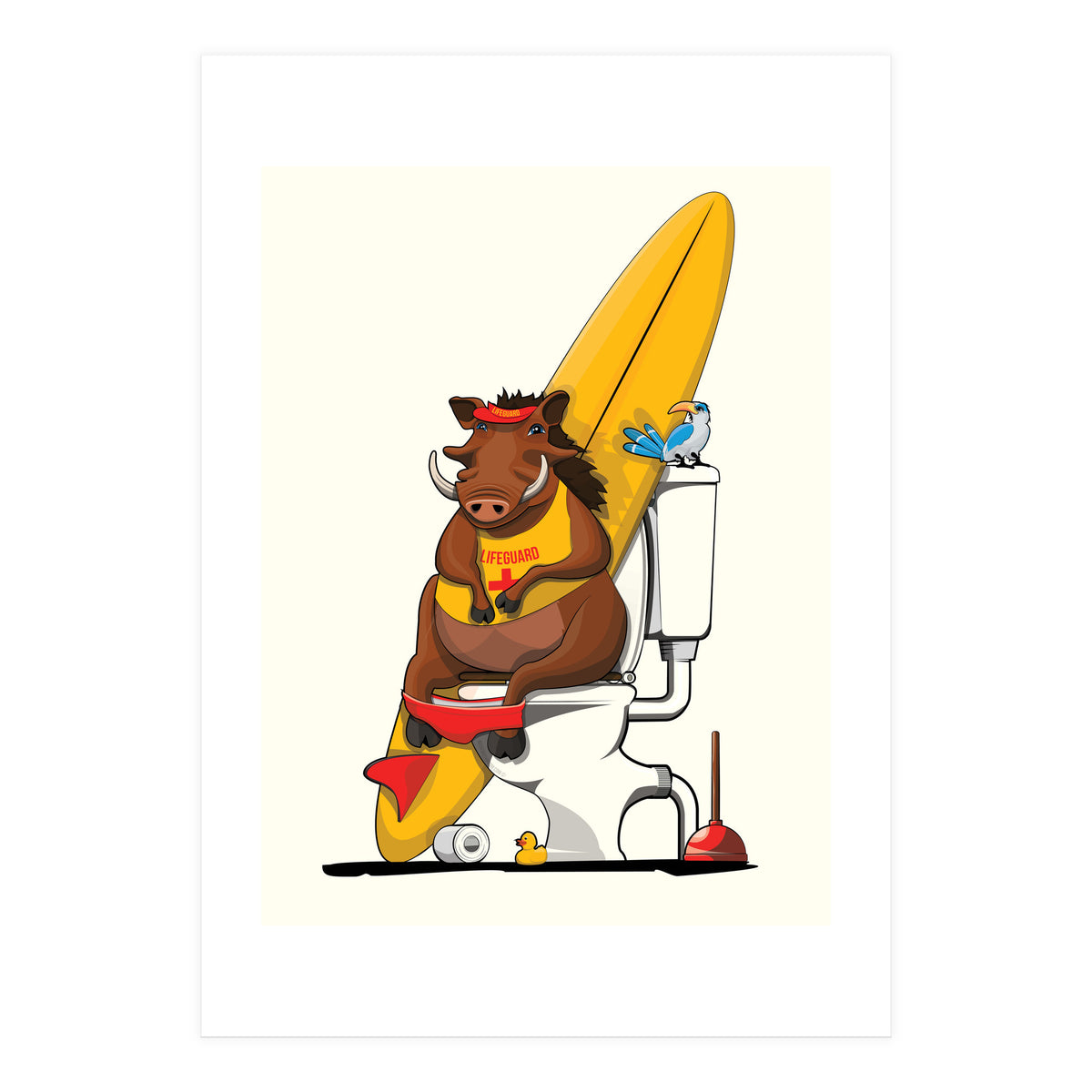 Warthog on the Toilet, Funny Bathroom Humour (Print Only)