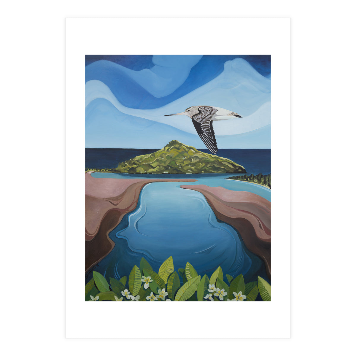 Godwit Over Paku (Print Only)