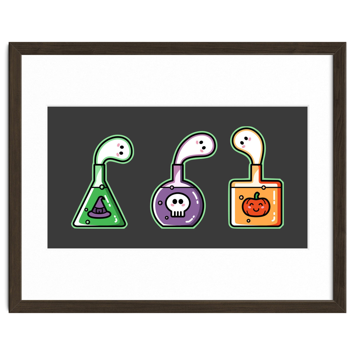Kawaii Cute Halloween Potions - witches hat, skull, pumpkin, ghosts