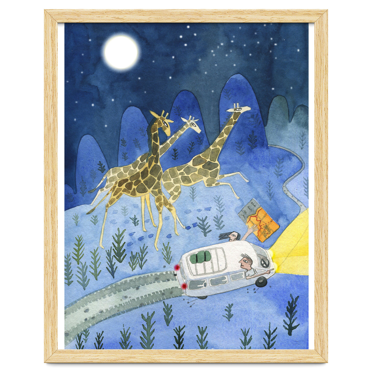 Giraffes In Moonlight