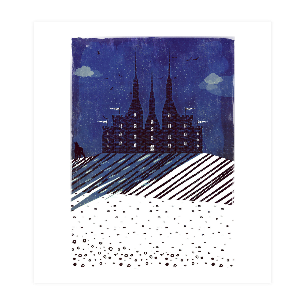 Castle on the hill at night (Print Only)