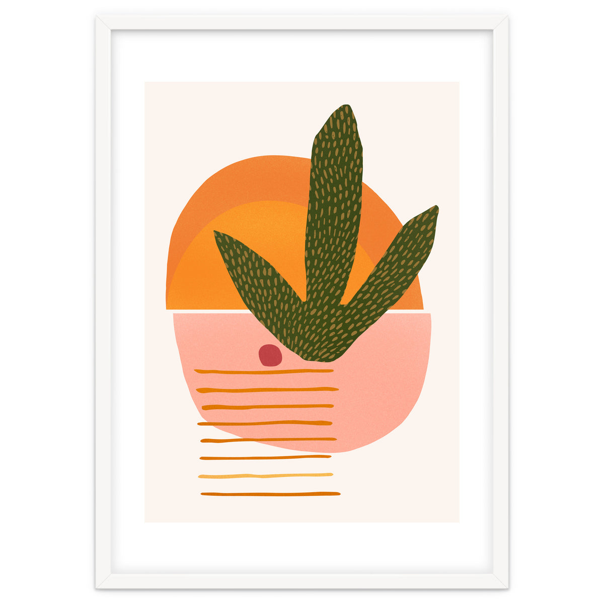 Desert Sunset With Cactus And Cherry