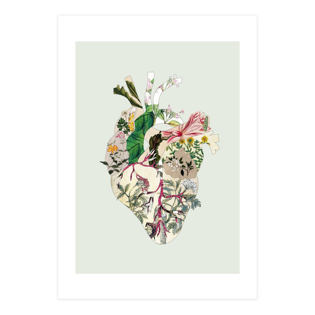 Vintage Botanical Heart - Green (Print Only)