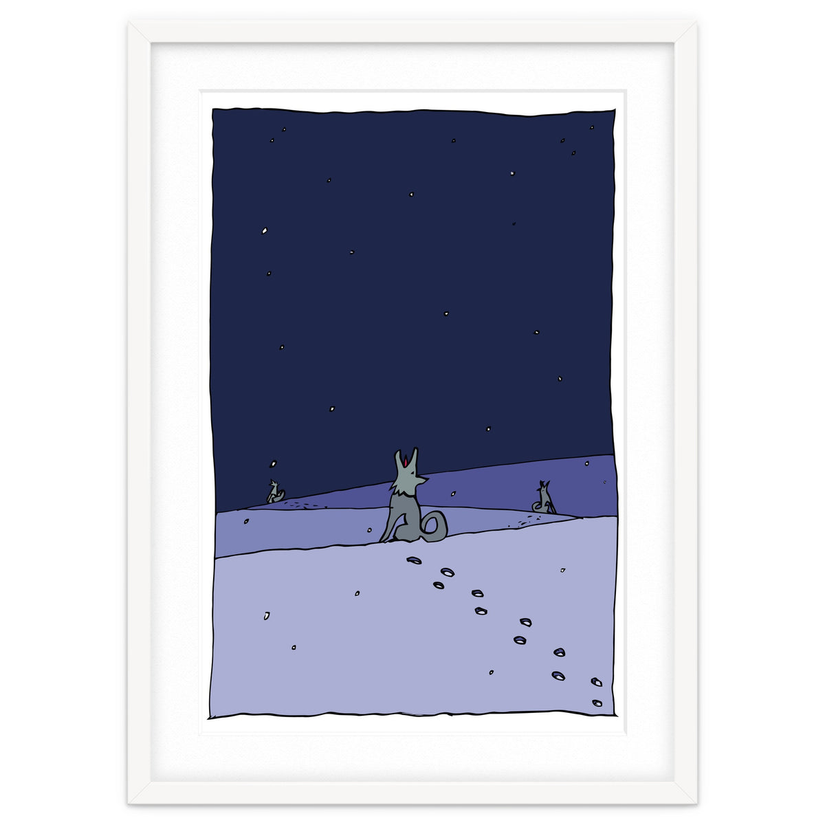 Dogs in Winter Night