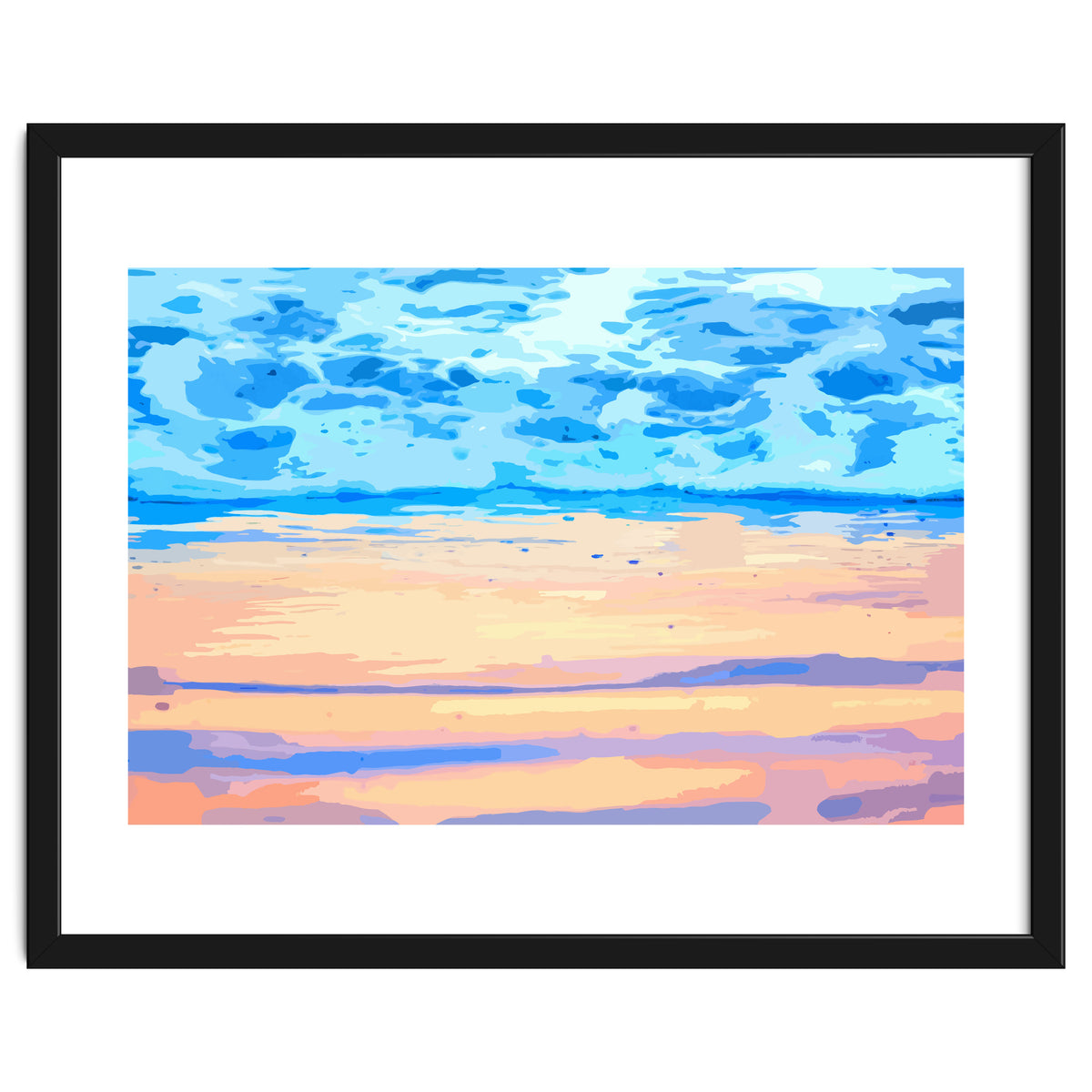 Sunset On The Shore | Beach Pastel Scenic Nature | Sea Ocean Landscape Painting