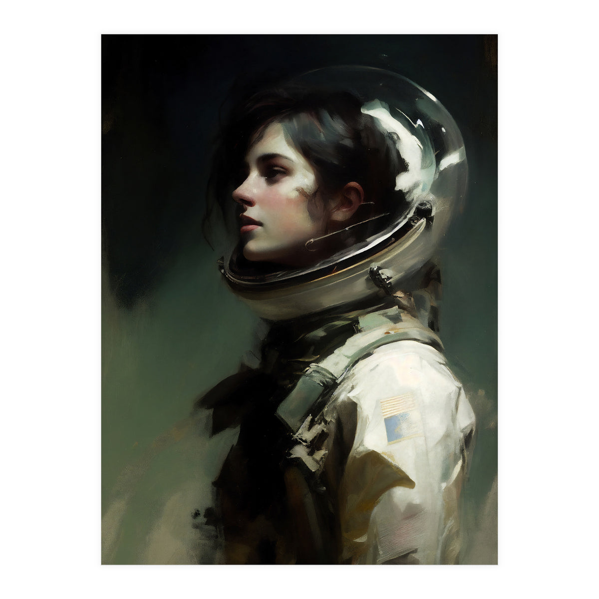 Gothic Astronaut Moody Dark Painting  (Print Only)