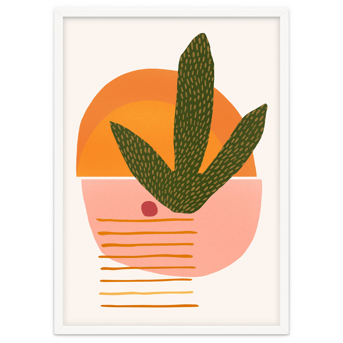 Desert Sunset With Cactus And Cherry