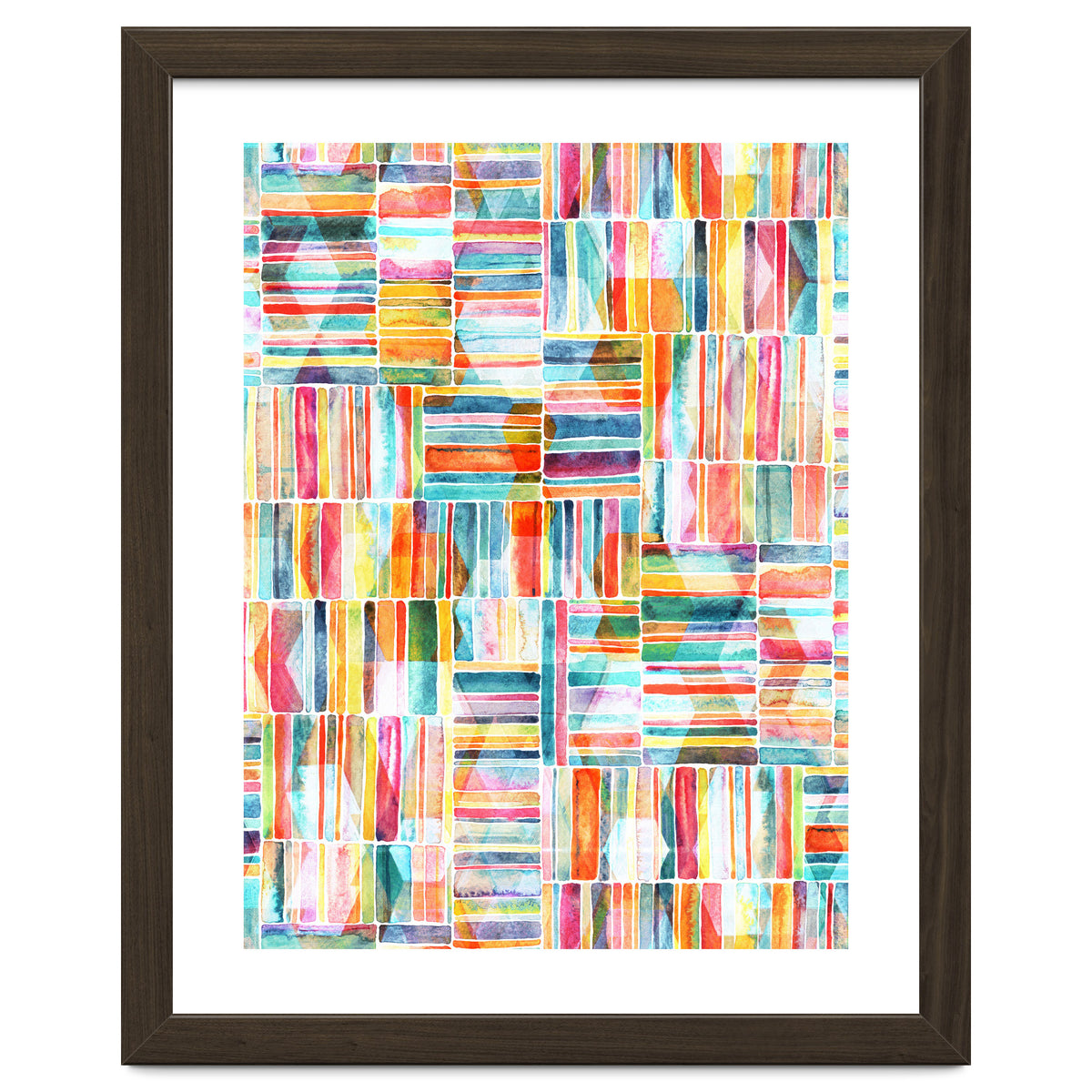 Summer Pastel Geometric and Striped Abstract on white