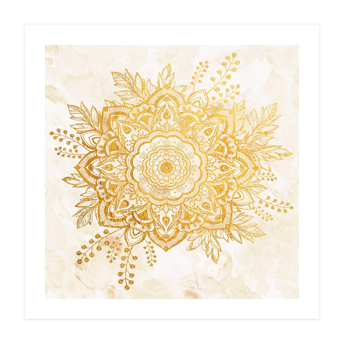 Queen Starring of Mandala-Gold Sunflower II (Print Only)