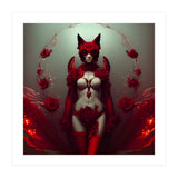 Red Floral Fox Vixen in Lingerie with Roses (Print Only) thumbnail