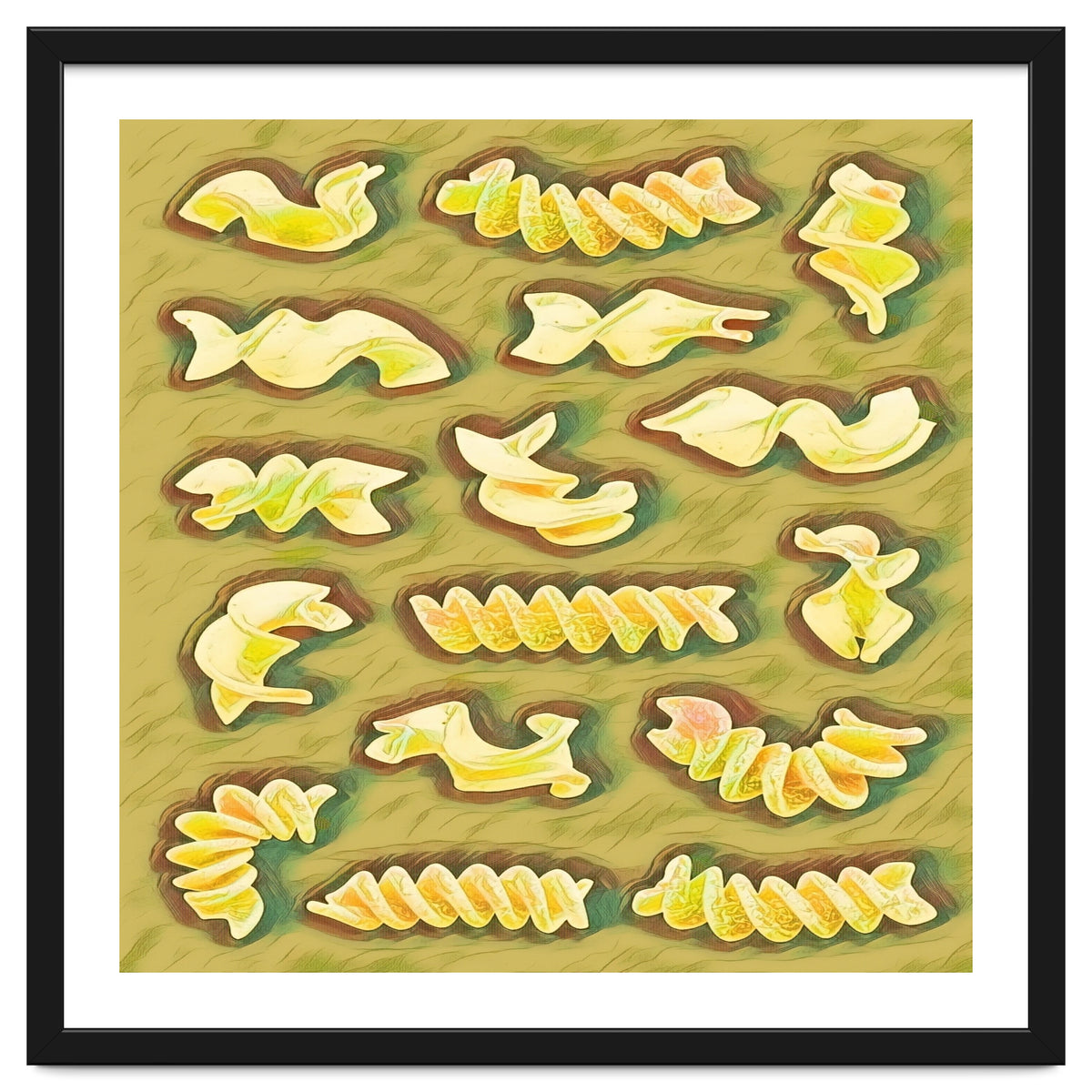 Pasta shapes fusilli and rotini