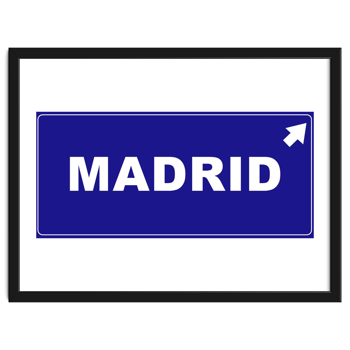 Let`s go to Madrid, Spain! Blue road sign