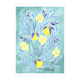Wild Orange Floral | Lemon & Duck Egg Blue (Print Only) thumbnail