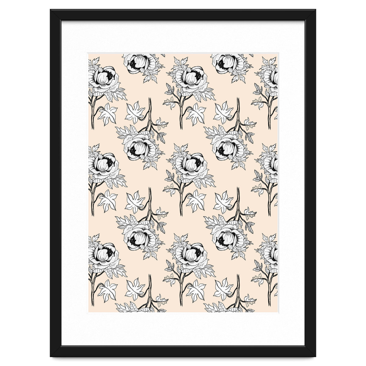 Drawing pattern of roses to pencil on beige