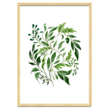 Botanical Abundance, Fresh Green Nature Watercolor Painting, Vibrant Leaves Minimal Illustration thumbnail
