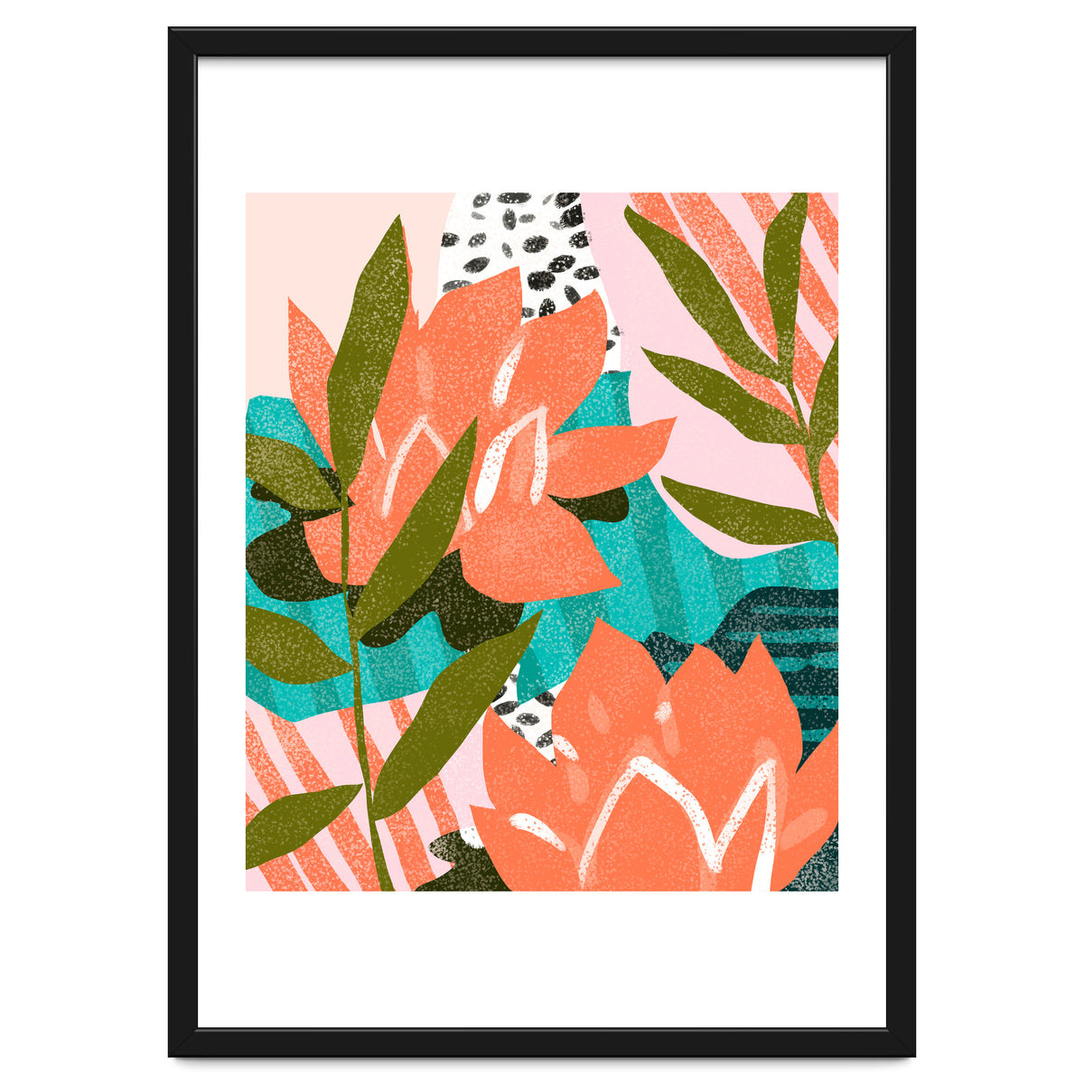 Forever in My Garden | Abstract Botanical Nature Plants Floral Painting | Quirky Modern Contemporary