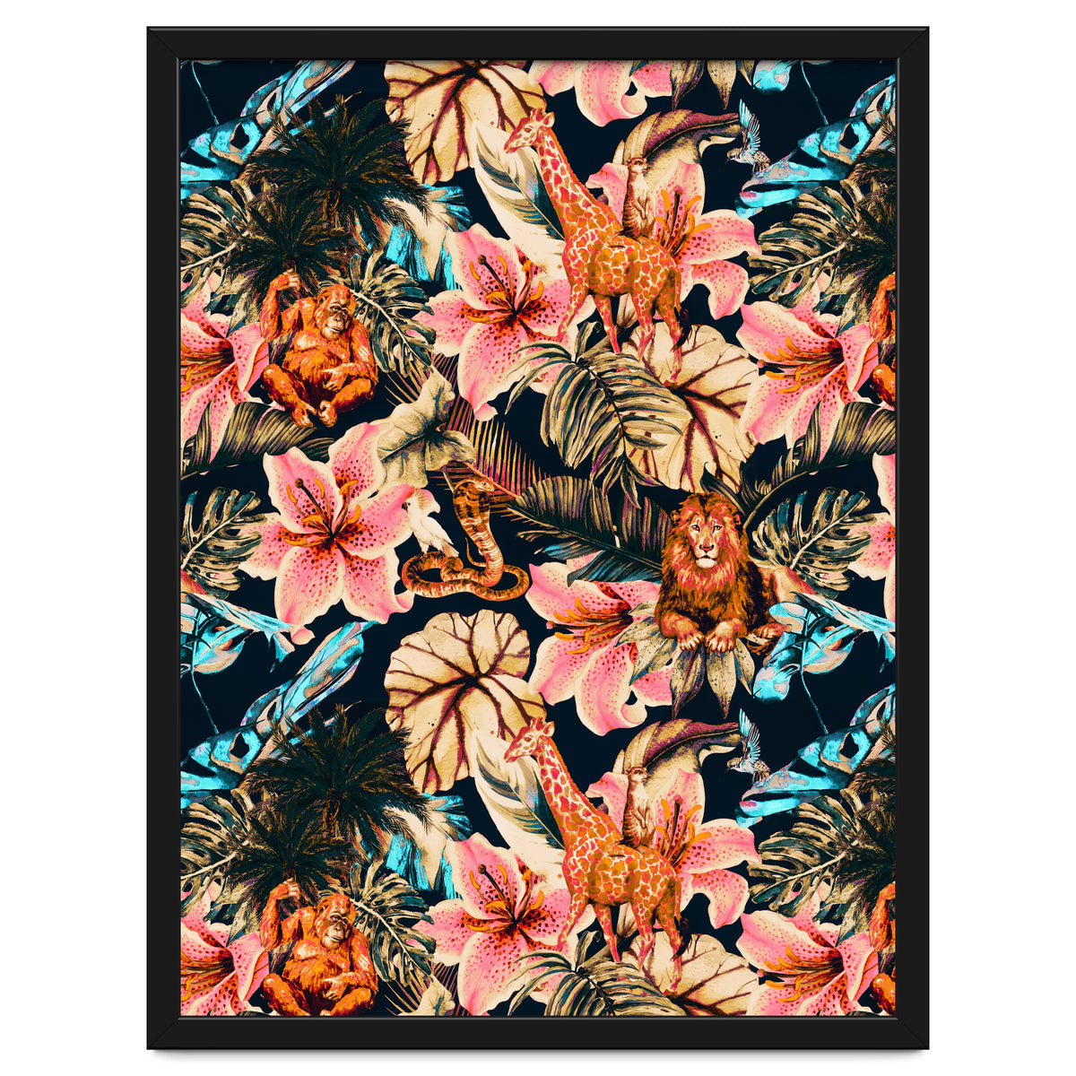 Wild animals in the dark of the jungle 02